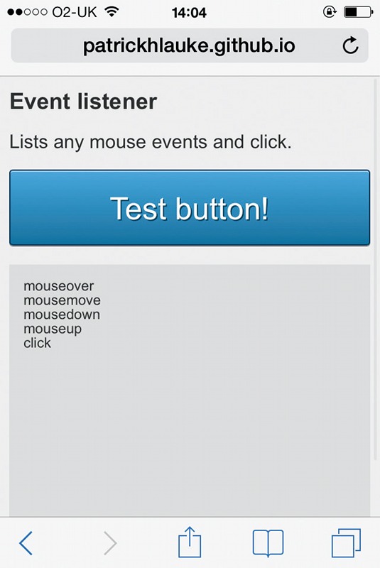 Mouse events and click fire even for a touchscreen tap